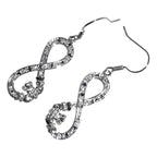 Earrings 18K White Gold Coated Infinity Band with Claddagh and Cubic Zirconia Crystals