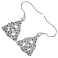 Earrings 18K White Gold Coated Celtic Trinity Knot with Circle Ornament and CZ Stones