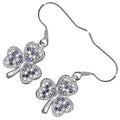 Earrings 18K White Gold Coated Shamrock Flower Embellished with Zircon Stones