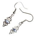 Earrings 18K White Gold Coated Double Celtic Trinity Knot Embracing Marquise Cut Stone
