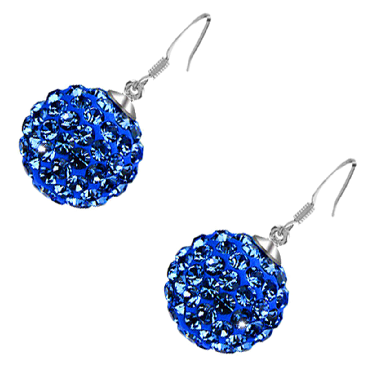 Earrings 925 Sterling Silver Coated with Sparkling Crystals Ball Drop Earrings