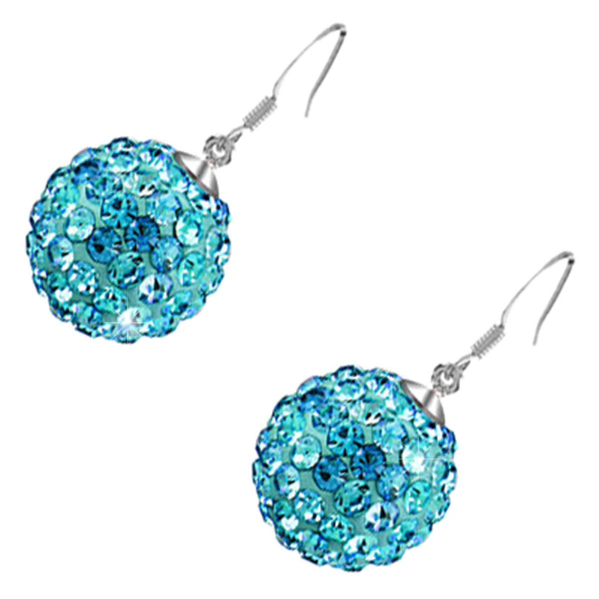 Earrings 925 Sterling Silver Coated with Sparkling Crystals Ball Drop Earrings