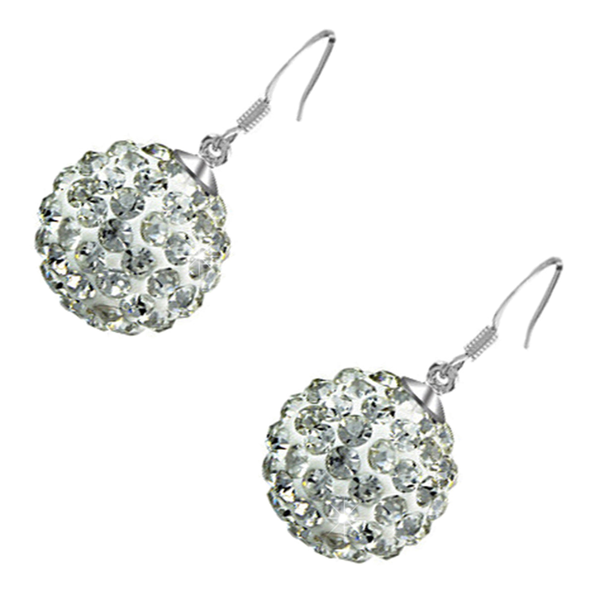 Earrings 925 Sterling Silver Coated with Sparkling Crystals Ball Drop Earrings