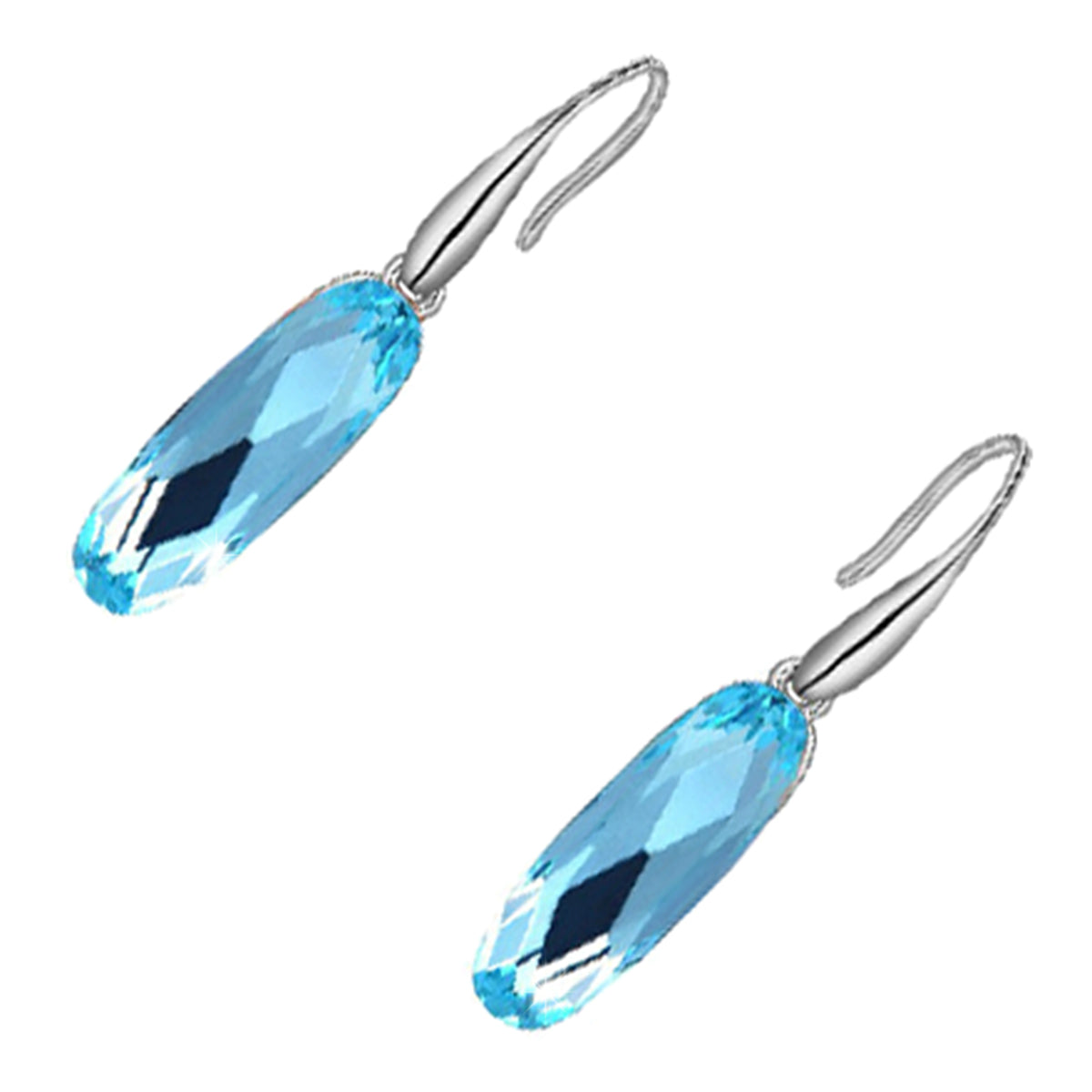 Earrings 925 Sterling Silver Coated Oval Crystal Drop Earrings
