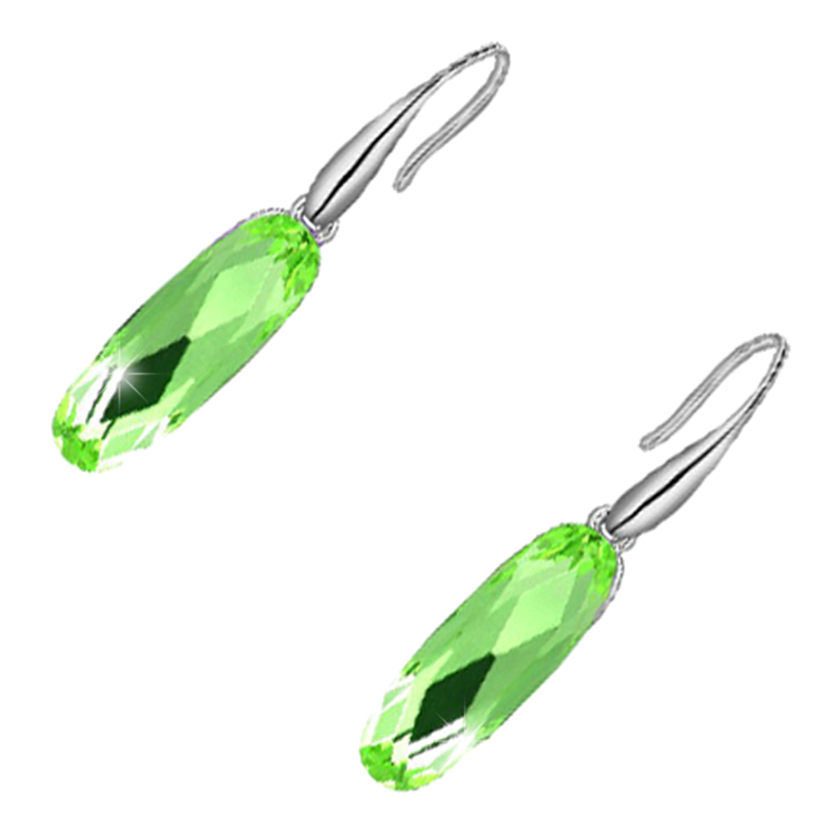 Earrings 925 Sterling Silver Coated Oval Crystal Drop Earrings