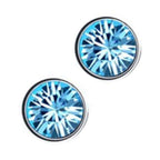 Earrings 925 Sterling Silver Coated with Round Crystal
