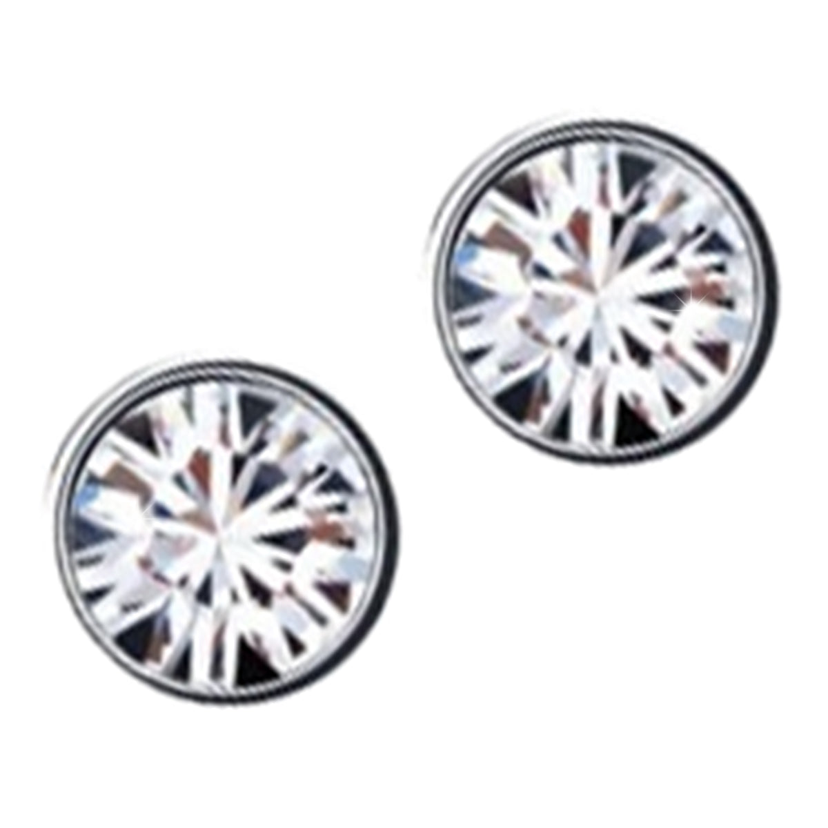 Earrings 925 Sterling Silver Coated with Round Crystal