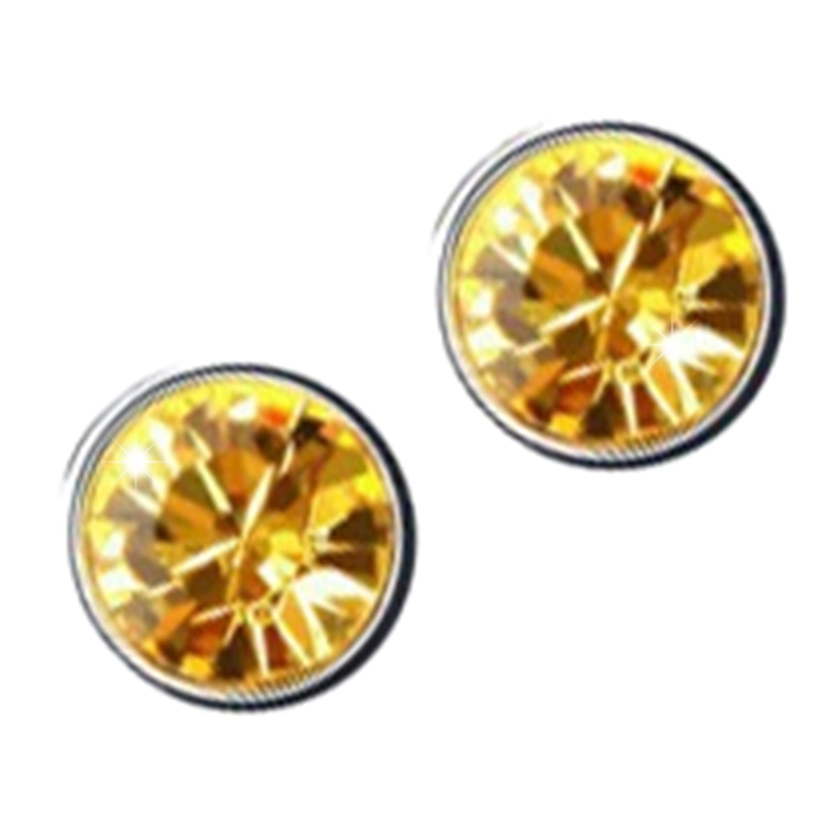 Earrings 925 Sterling Silver Coated with Round Crystal