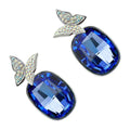 Earrings 925 Sterling Silver Coated with Main Oval Crystal and Flying Butterfly