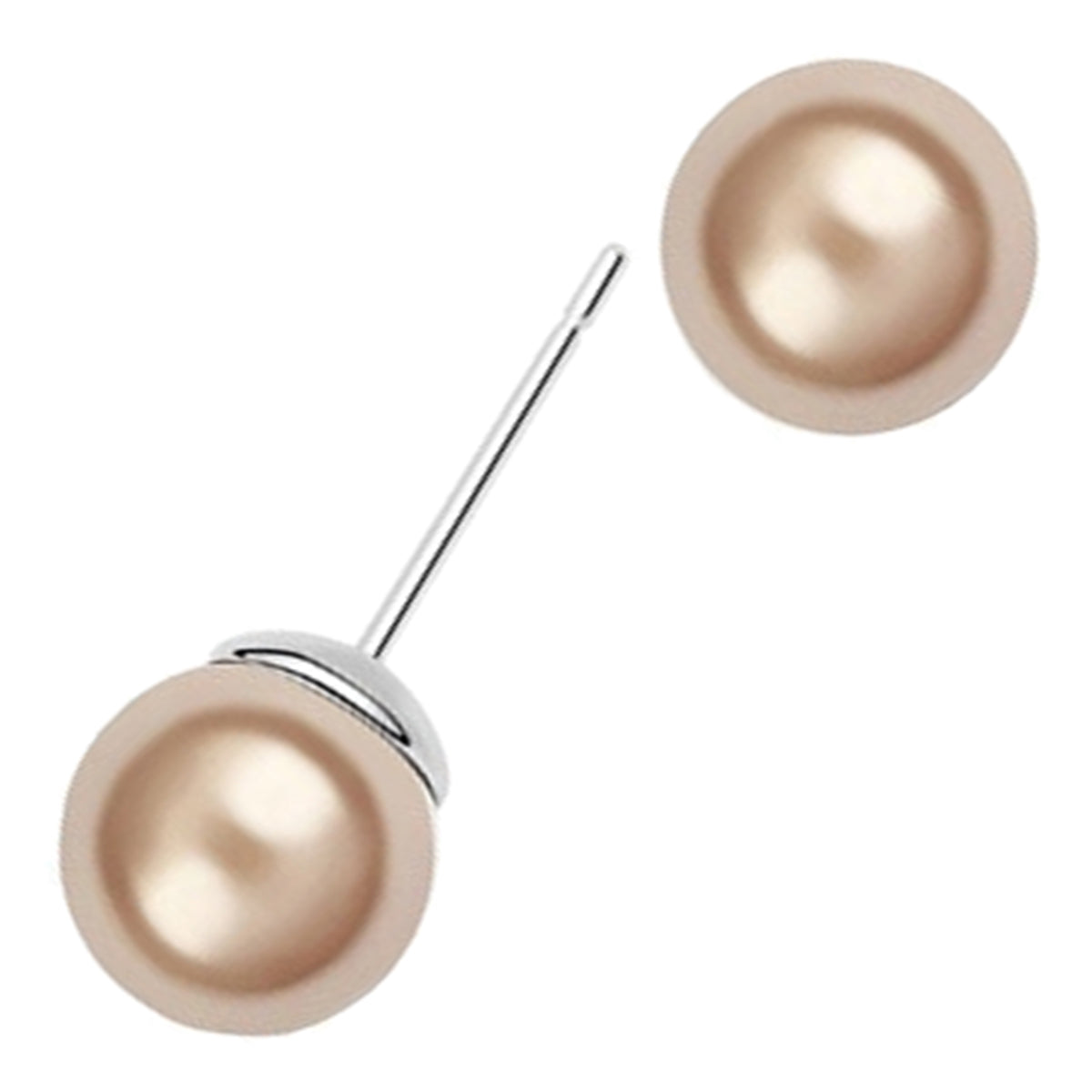Earrings 925 Sterling Silver Coated Round Pearl