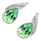 Water Drop Shaped Earrings 925 Sterling Silver Coated Inlay Main Crystal with Diamond Clear Stone Adorned 2 Bands