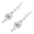 Drop Earrings 925 Sterling Silver Coated Double Spiral Design with AAA Zirconia Crystal Inline