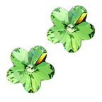 Flower Bud Stud Earrings 925 Sterling Silver Coated with Sparkling Crystal Exquisite 5 Leaves