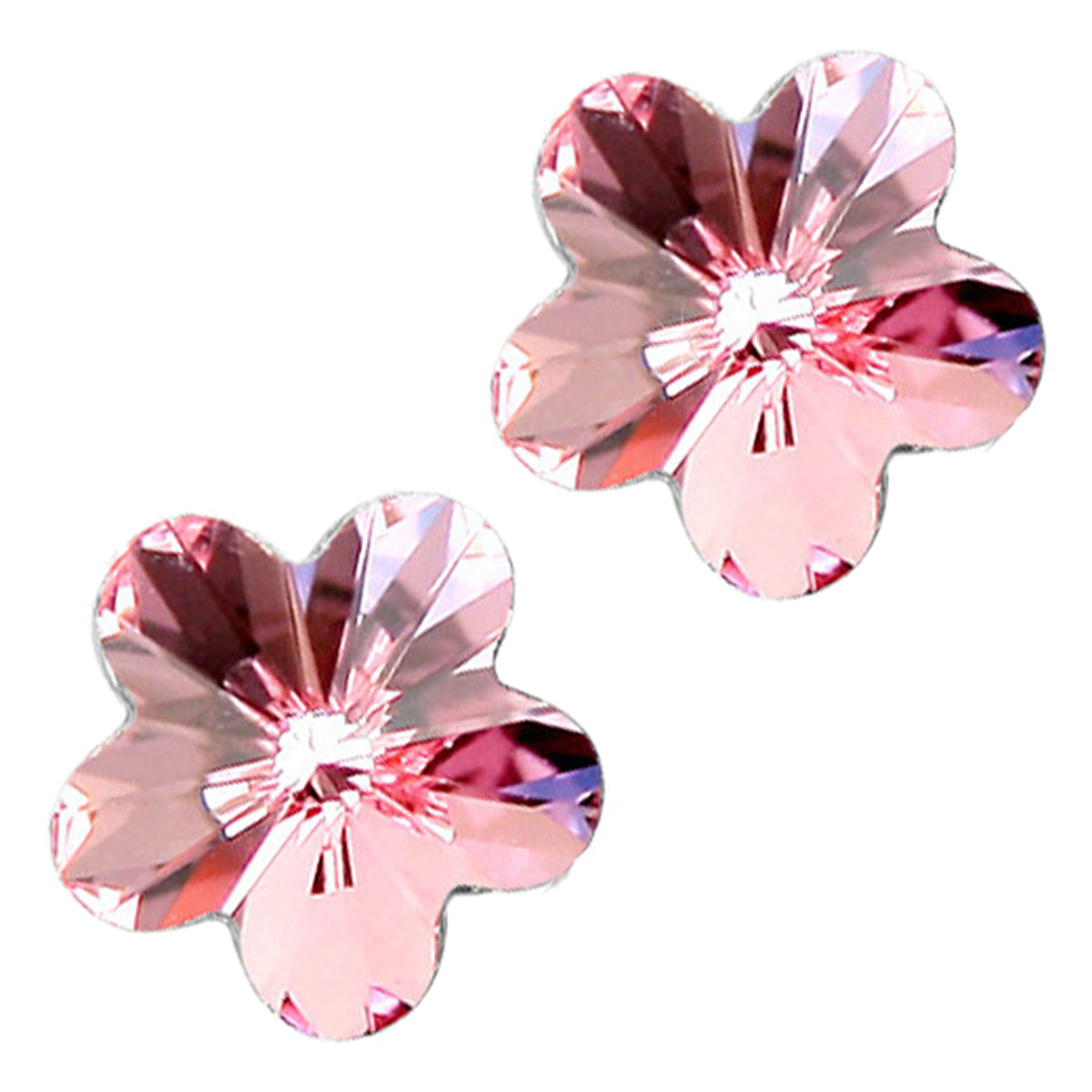 Flower Bud Stud Earrings 925 Sterling Silver Coated with Sparkling Crystal Exquisite 5 Leaves