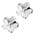Flower Bud Stud Earrings 925 Sterling Silver Coated with Sparkling Crystal Exquisite 5 Leaves