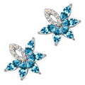 Sparkling Crystal Fruit Earrings 925 Sterling Silver Coated - Aquamarine Sea Blue