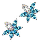 Sparkling Crystal Fruit Earrings 925 Sterling Silver Coated - Aquamarine Sea Blue