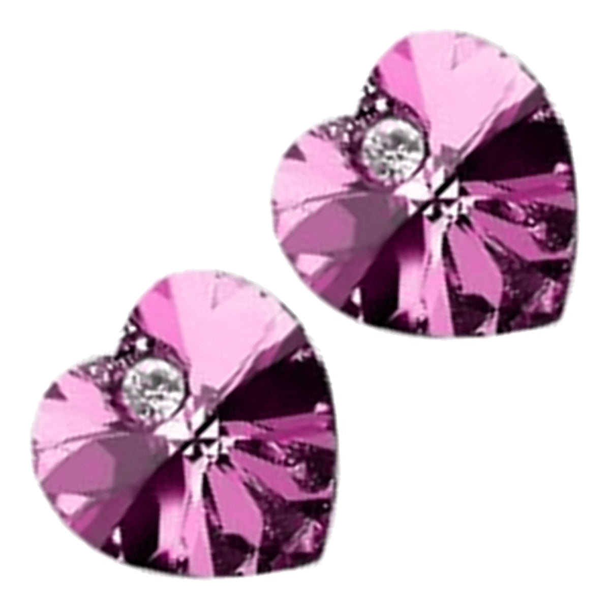Love Classic Small Stud Earrings 925 Sterling Silver Coated Sparkling Heart Crystal