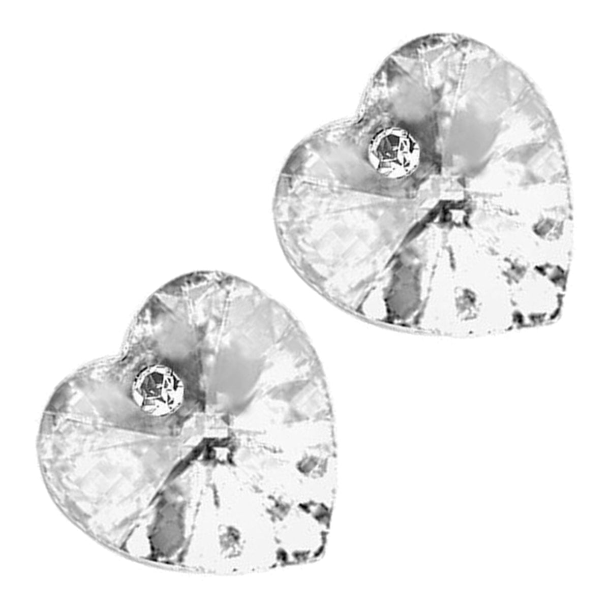 Love Classic Small Stud Earrings 925 Sterling Silver Coated Sparkling Heart Crystal