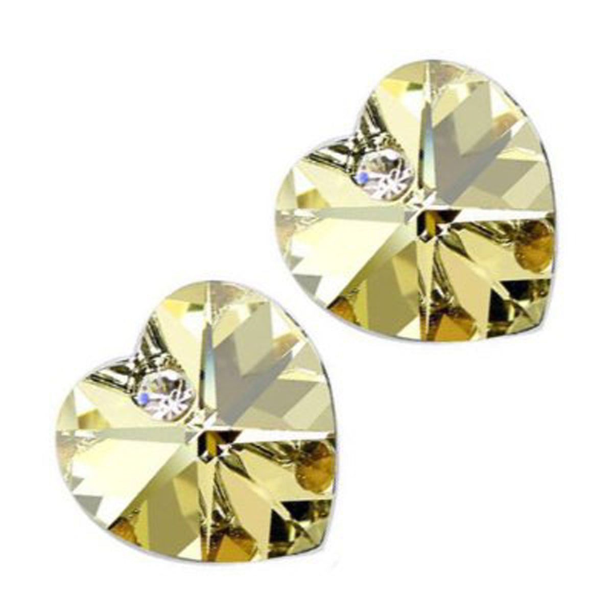 Love Classic Small Stud Earrings 925 Sterling Silver Coated Sparkling Heart Crystal