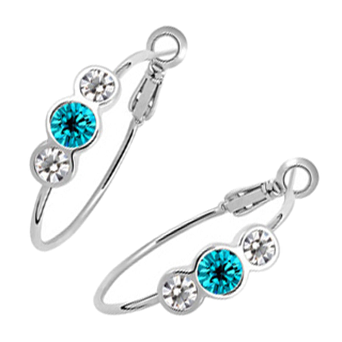 Brilliant Stones Hoop Earrings 925 Sterling Silver Coated