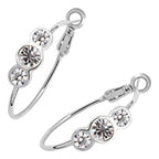 Brilliant Stones Hoop Earrings 925 Sterling Silver Coated