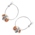 Charm Hoop Earrings 925 Sterling Silver Coated with 3 Precious Metal Coated Beads