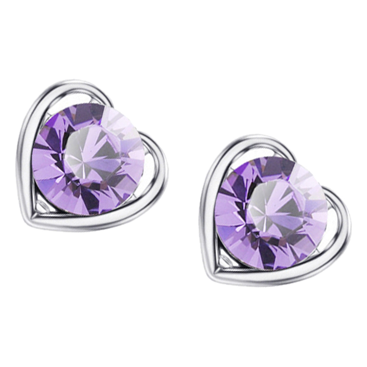 Heart Framing Earrings 925 Sterling Silver Coated Round Cut Crystal