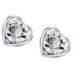 Heart Framing Earrings 925 Sterling Silver Coated Round Cut Crystal