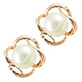 Classic Flower-Shaped Earrings Precious Metal Coated with White Pearl Centered