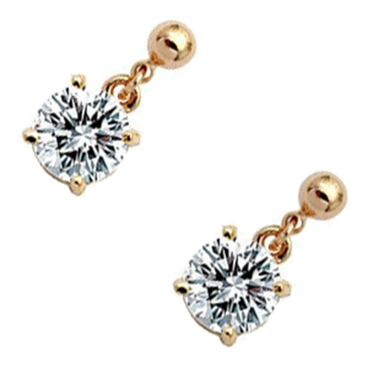 Round Drop Earrings Precious Metal Coated AAA Zircon Stone Classic Earrings