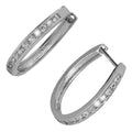 Brilliant White Stone Hinged Hoop Huggy Earrings Precious Metal Coated