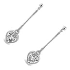 Drop Earrings 18K Gold Coated Heart Shaped AAA Clear CZ Crystal