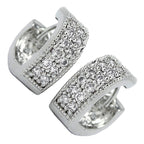 Wide Earrings Diamond Clear Stone Precious Metal Coated