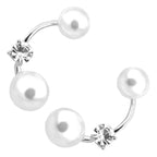 Earrings Coated Double Pearls Adorned with Diamond Clear Crystals Precious Metal Coated