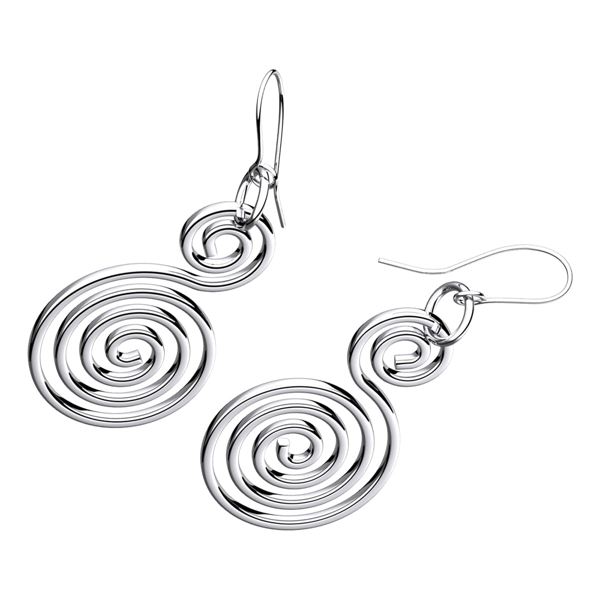 Double Celtic Spiral Earrings in Silver or Precious Metal Coated