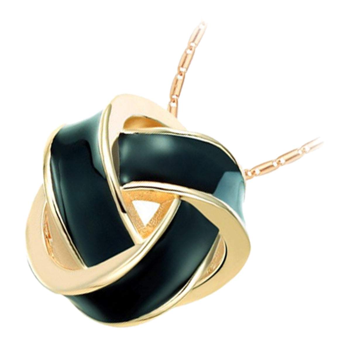 18K Yellow Gold Coated Knot Pendant Necklace: Featuring Stripe