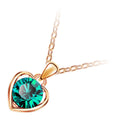 18K Yellow Gold Coated Round Cut Crystal Heart Pendant Necklace