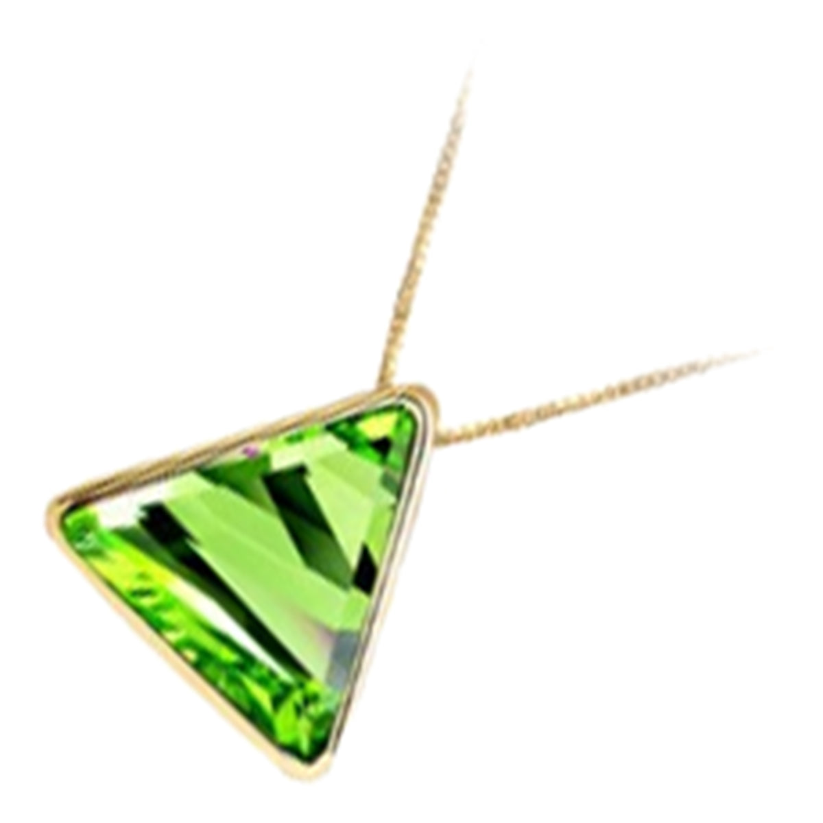 18K Yellow Gold Coated Triangle Crystal Pendant Necklace