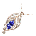 18K Rose Gold Coated Flower Pendant Necklace with Diamond Crystals and Stone