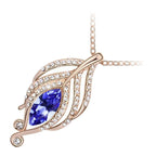 18K Rose Gold Coated Flower Pendant Necklace with Diamond Crystals and Stone