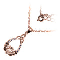 18K Rose Gold Coated Claddagh and Celtic Trinity Knot Teardrop Pendant Necklace with CZ Stones
