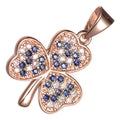 18K Rose Gold Coated Shamrock Flower Pendant Necklace Adorned with Zircon Stones