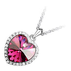 18K White Gold Coated Heart Pendant Necklace with Diamond Clear Crystals