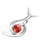 18K White Gold Coated Round Crystal Inline Spiral Pendant Necklace