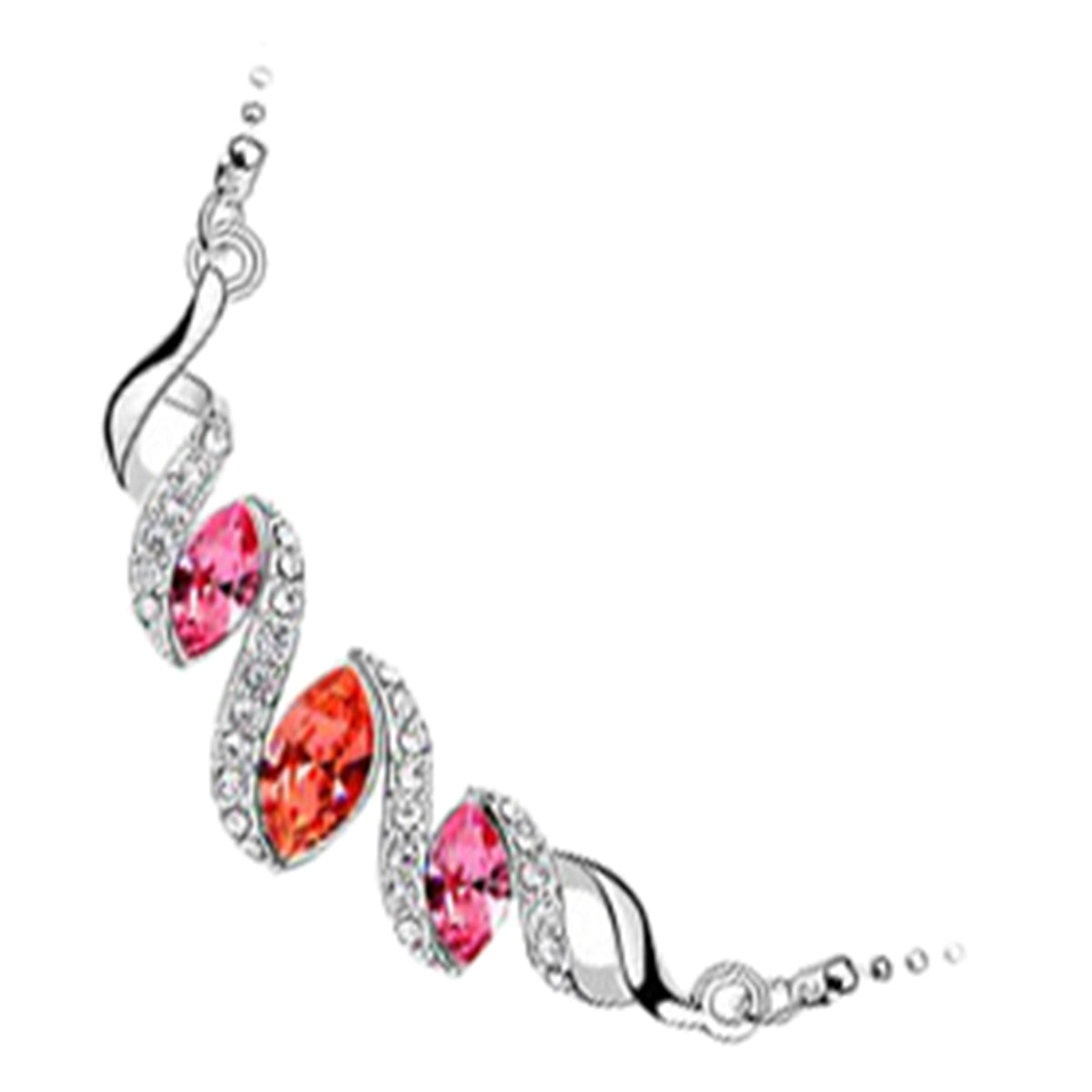 18K White Gold Coated Sparkling Main Crystal Pendant Necklace with Spiral Design