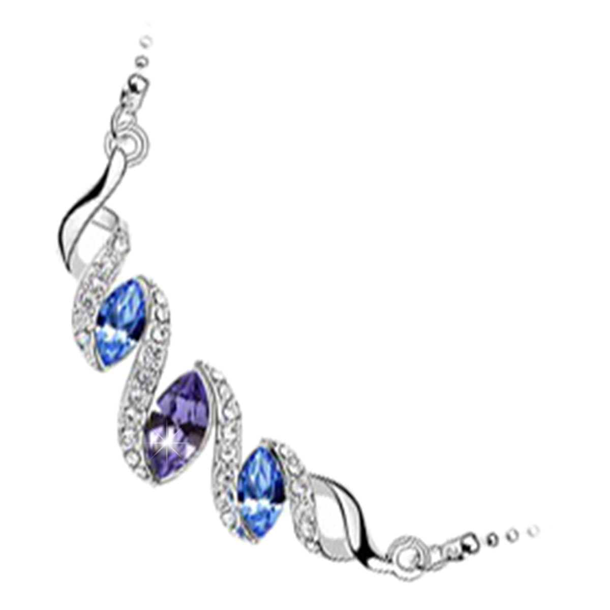 18K White Gold Coated Sparkling Main Crystal Pendant Necklace with Spiral Design