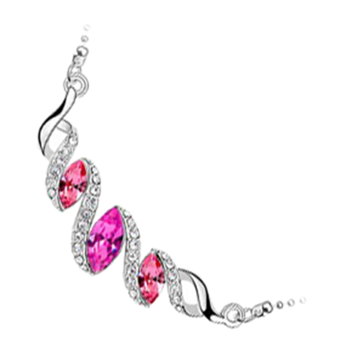 18K White Gold Coated Sparkling Main Crystal Pendant Necklace with Spiral Design