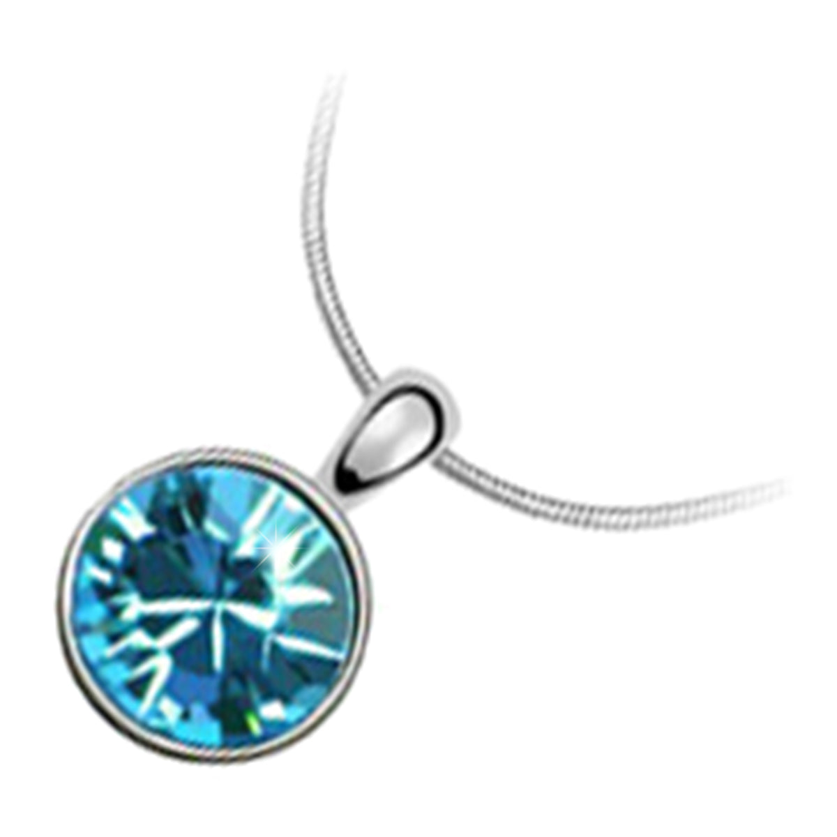 18K White Gold Coated Sparkling Round Crystal Pendant Necklace