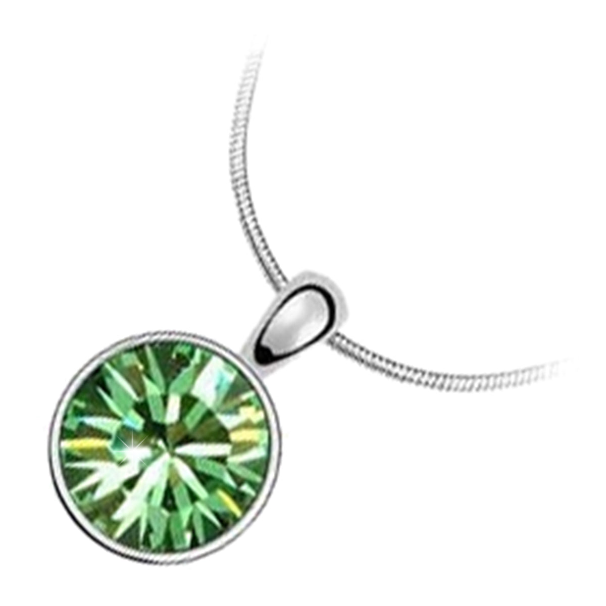 18K White Gold Coated Sparkling Round Crystal Pendant Necklace